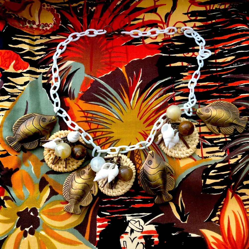 Luxulite Tropical Fish Necklace Vintage Style